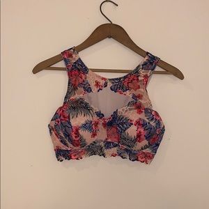 Pink Bralette, Flower Pattern.